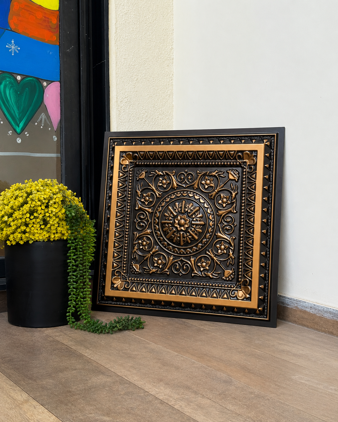 Premium Royal Black & Gold Ganpati Backdrop Panel 2x2